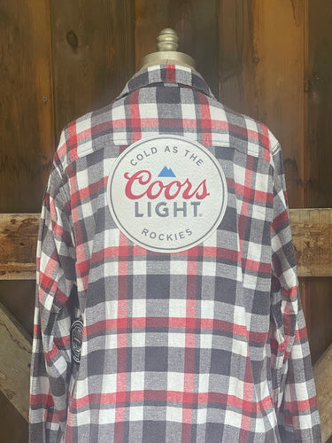 Coors Light Patch Flannel- Fall Grey